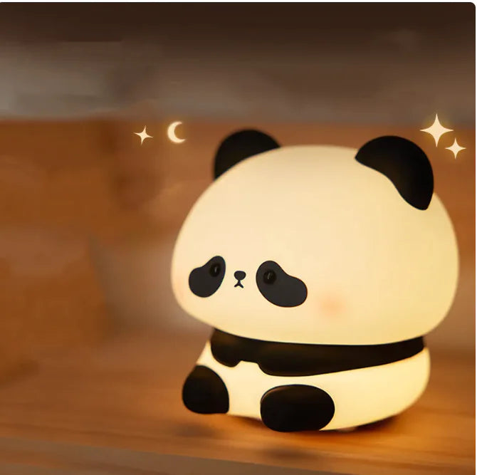 Panda Night Light for Kids – Cute Animal Silicone Rechargeable Lamp with Timer, Cartoon Panda Bedroom Decoration – Ideal Gift for Boys & Girls