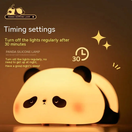 Panda Night Light for Kids – Cute Animal Silicone Rechargeable Lamp with Timer, Cartoon Panda Bedroom Decoration – Ideal Gift for Boys & Girls