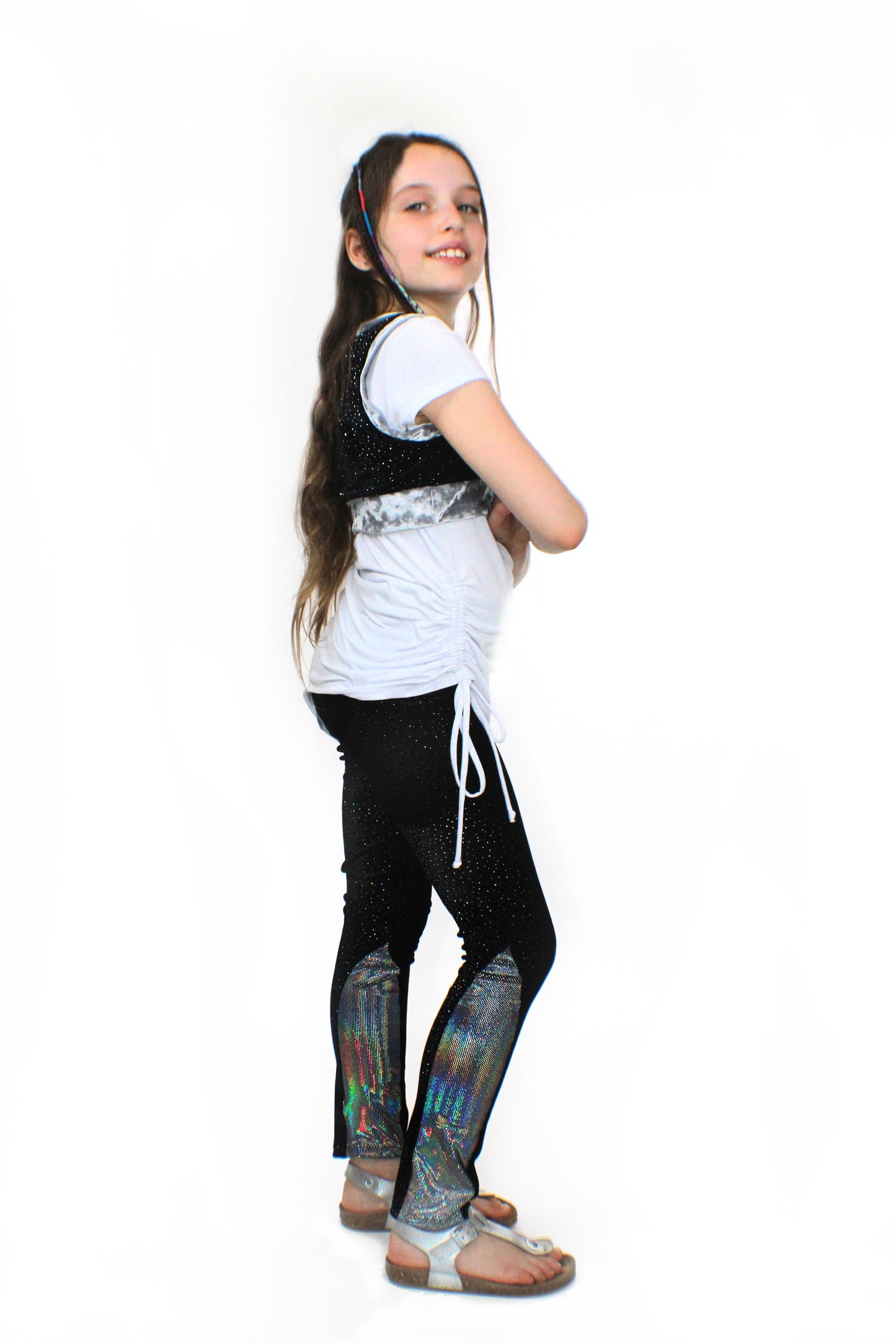 Ori, glitter velvet stretch Pants, with sleek