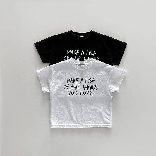 Summer New Arrival Kids Unisex Letters Pattern Short Sleeves T-Shirt